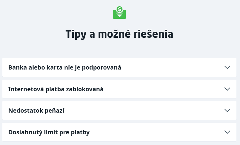 Tipy a možné riešenia